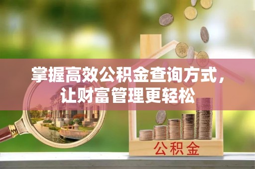 郫县掌握高效公积金查询方式，让财富管理更轻松